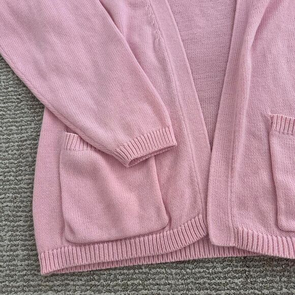 Vintage pink acrylic cardigan with pockets - Picture 3 of 6